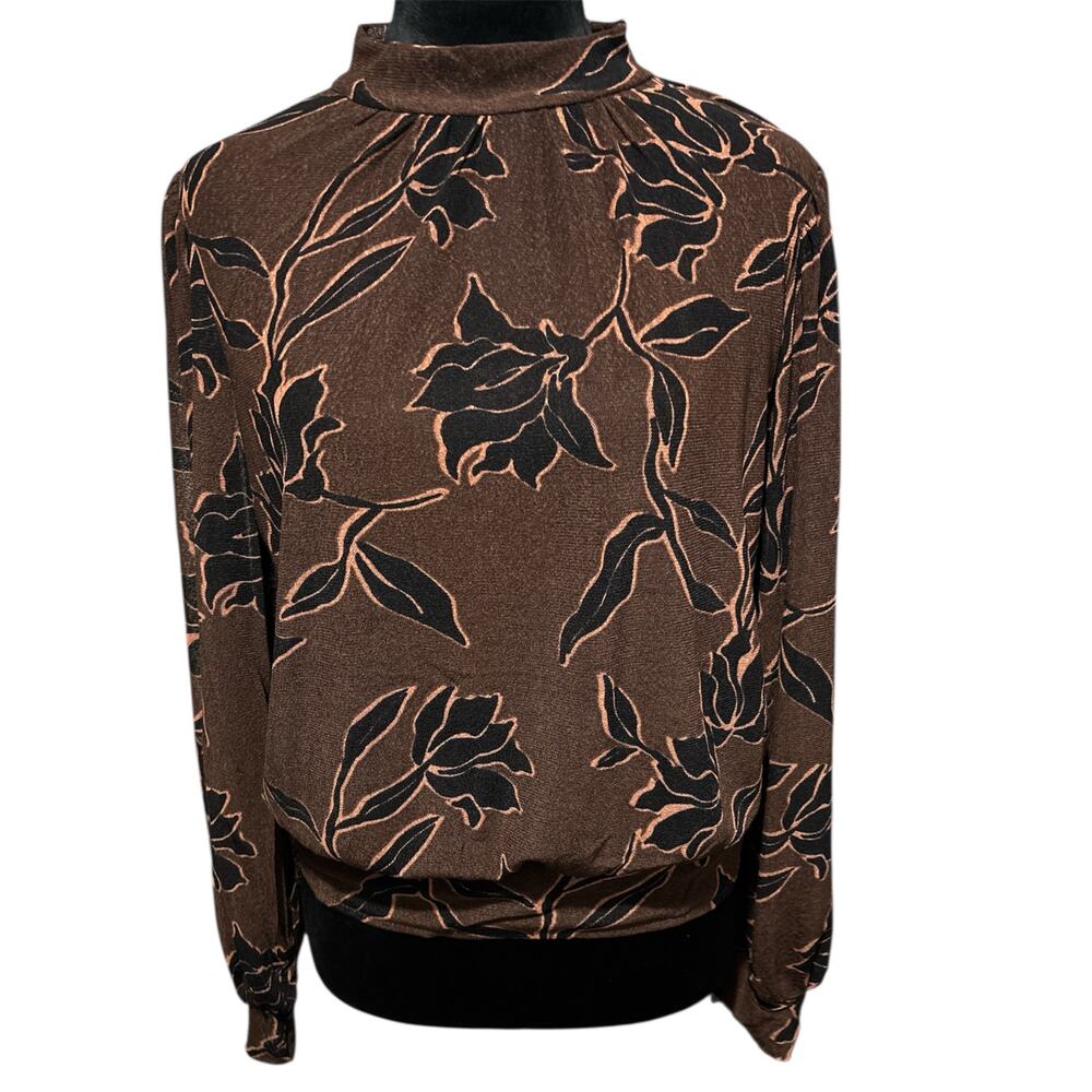 Ember Brown Floral Blouse – Size L (NWOT)